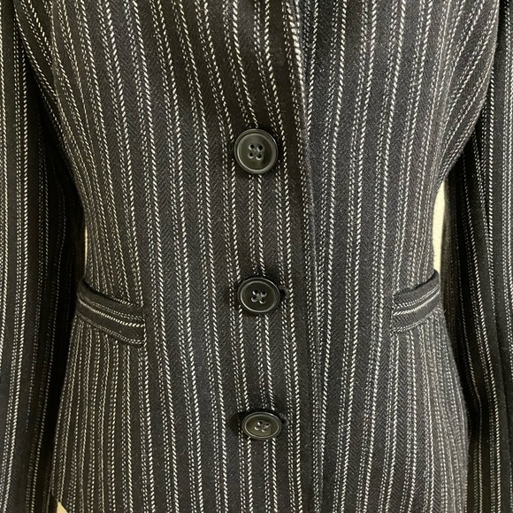 CABI Black and White Striped Fitted Blazer Leopard Print Lined - Picture 6 of 15